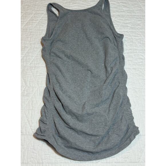 Athleta Tank Top Large Pure Organic Cotton Stretch Ruched Athleisure Gray - Picture 5 of 5